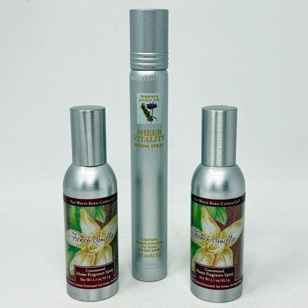 White Barn Candle French Vanilla Room Spray 2 Cans 1.5 oz + Aromatherapy Spray